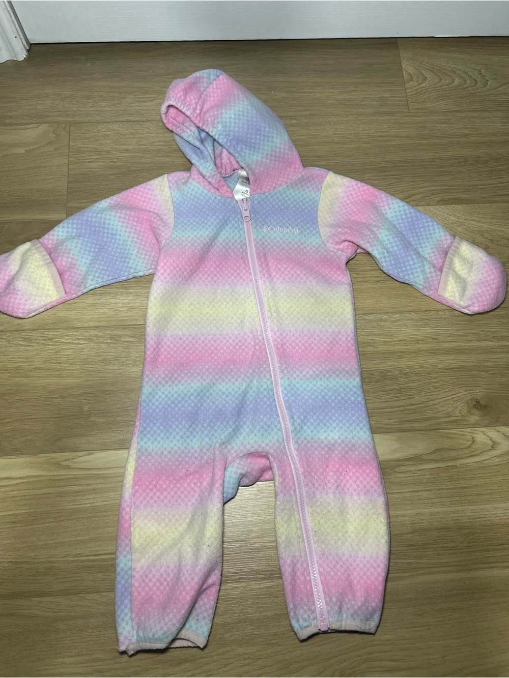 Columbia Pastel Pink Blue Yellow Purple Hooded Fleece One-Piece
